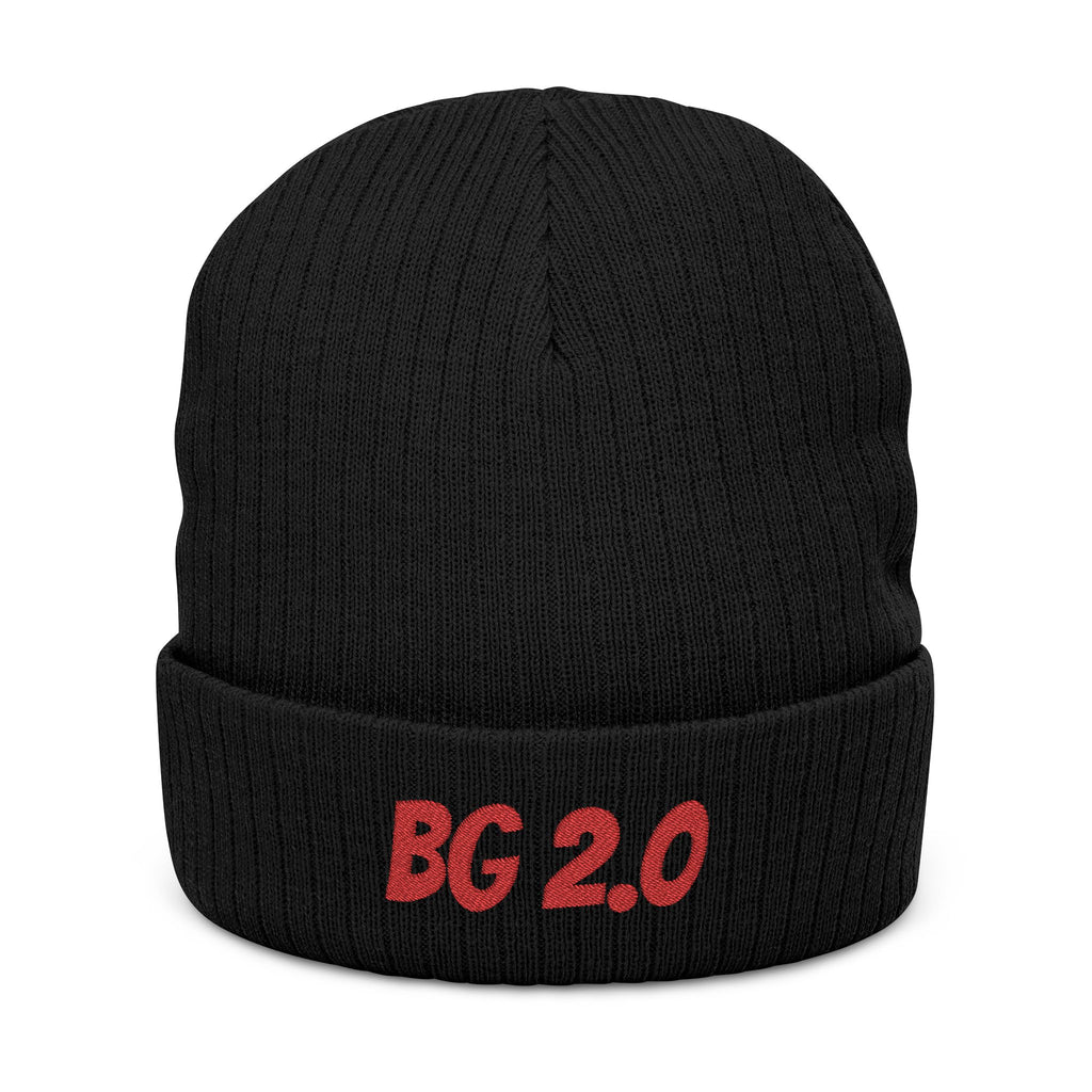 Embroidered 'BG 2.0' Ribbed Knit Beanie - Cozy Winter Hat