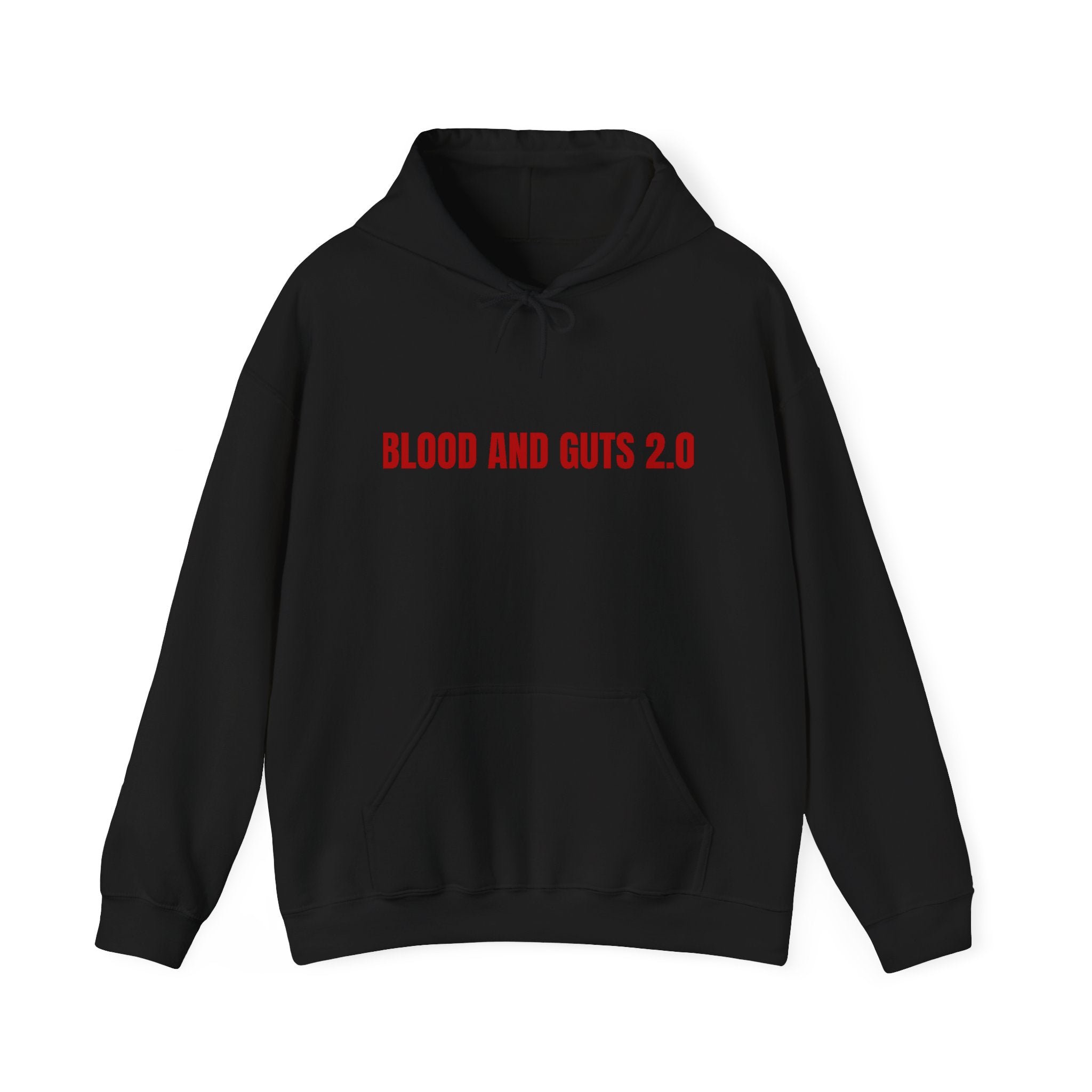 Hoodie — 'BLOOD AND GUTS 2.0' Red Text Minimal Graphic Pullover
